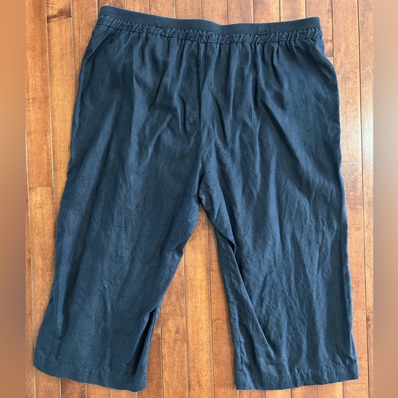 Ellen Tracy Women’s Navy Blue Linen Capris Pants Elastic Waistband Size 1X - Picture 7 of 9